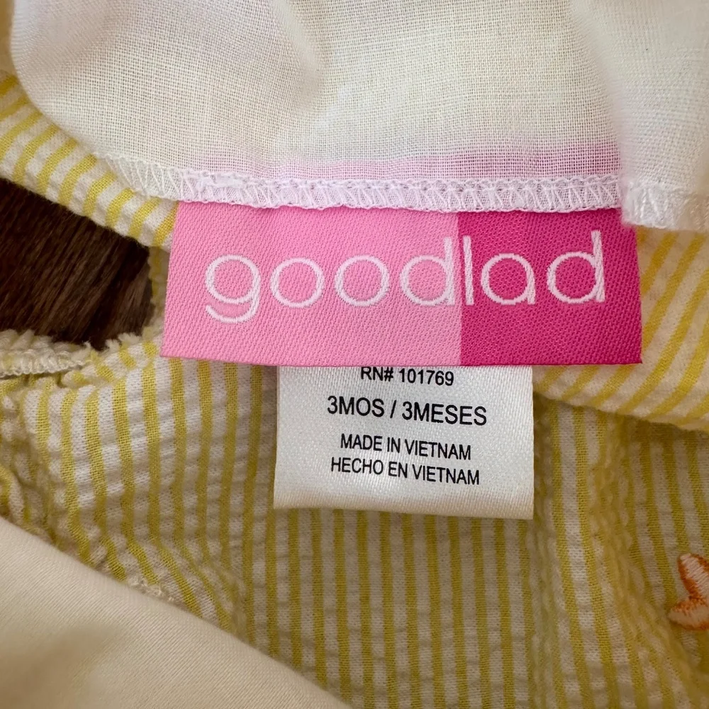 Goodlad Infant Ruffle Bubble Seersucker Embroidered Rainbow Flowers Bows 3 Mon B